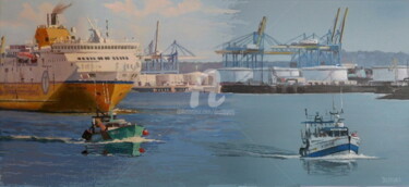 Au Havre départ du ferry & d'un chalut.